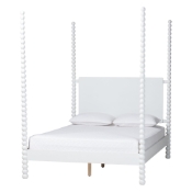 Baxton Studio Cherene Four-Poster Bed, White, Queen